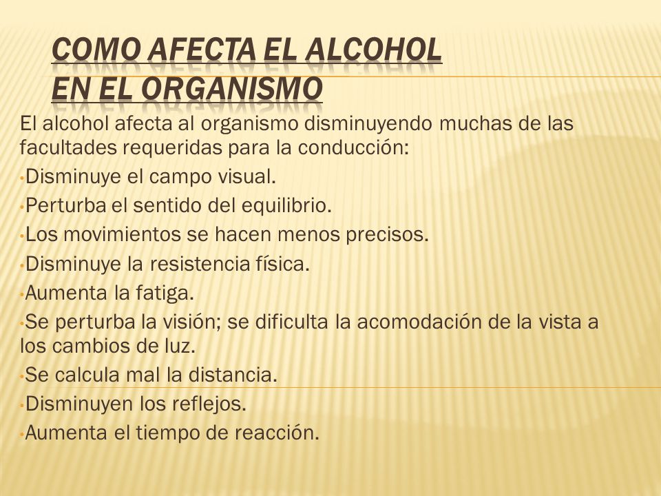 Efectos del alcohol en el organismo al conducir